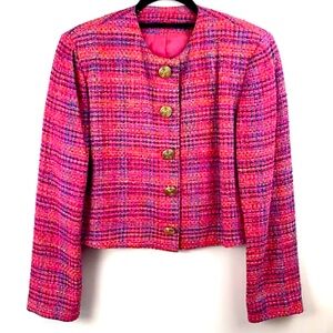 Doncaster Multicolor Silk Textured Tweed Blazer Jacket Coat Size 8